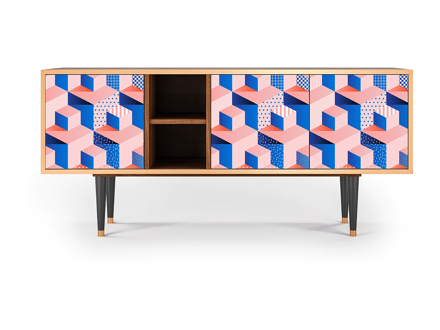 TV-Möbel - 150х69х41 cm - T5 - Pinky Squares, Walnuss