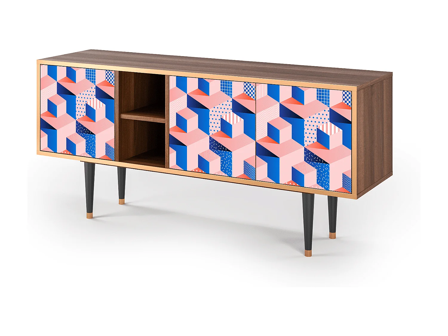 TV-Möbel - 150х69х41 cm - T5 - Pinky Squares, Walnuss