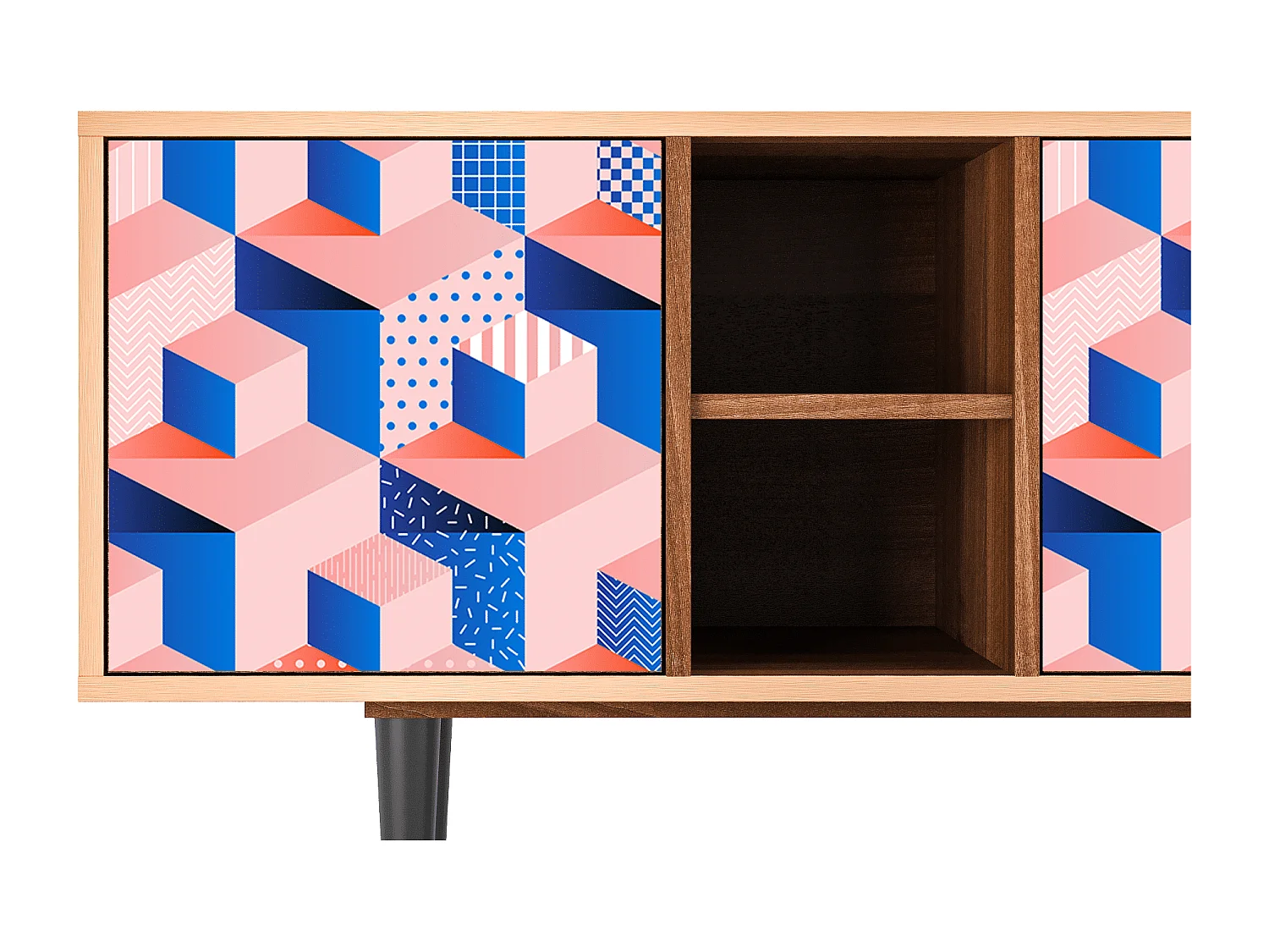 TV-Möbel - 150х69х41 cm - T5 - Pinky Squares, Walnuss