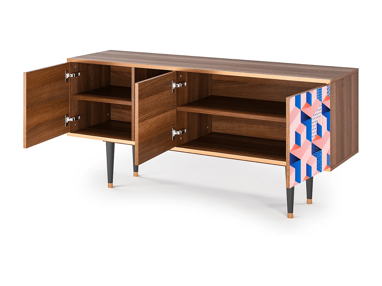 TV-Möbel - 150х69х41 cm - T5 - Pinky Squares, Walnuss