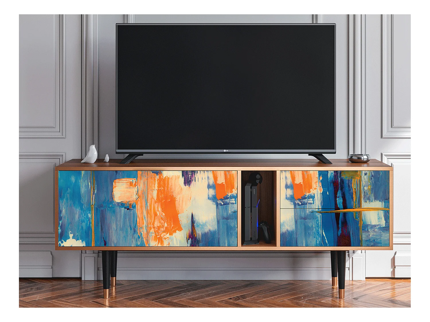 Meuble TV - 170х69х48 cm - T1 - Abstract Expressionism, Noyer