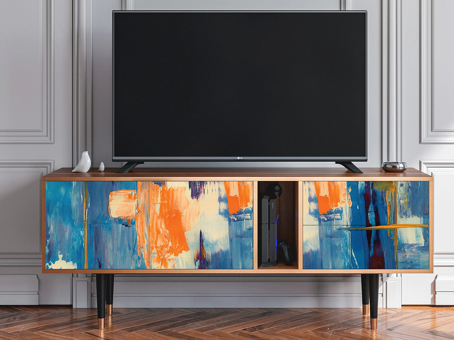 Meuble TV - 170х69х48 cm - T1 - Abstract Expressionism, Noyer