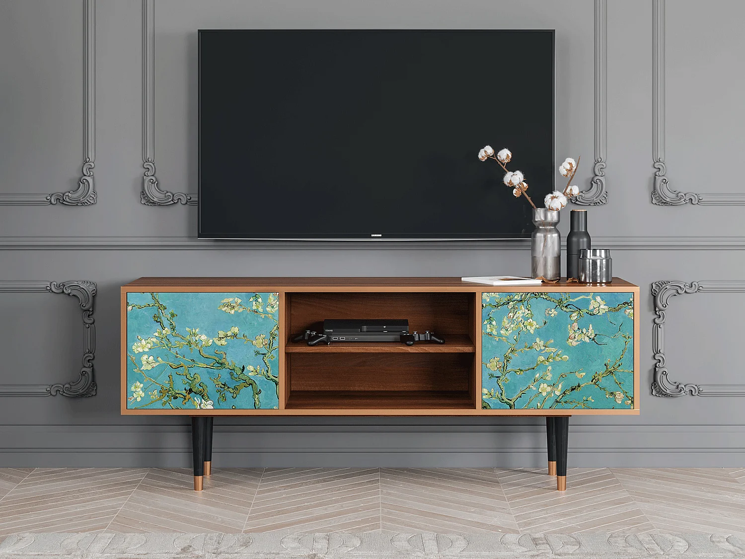 Meuble TV - 170х69х48 cm - T2 - Almond Blossom, Noyer