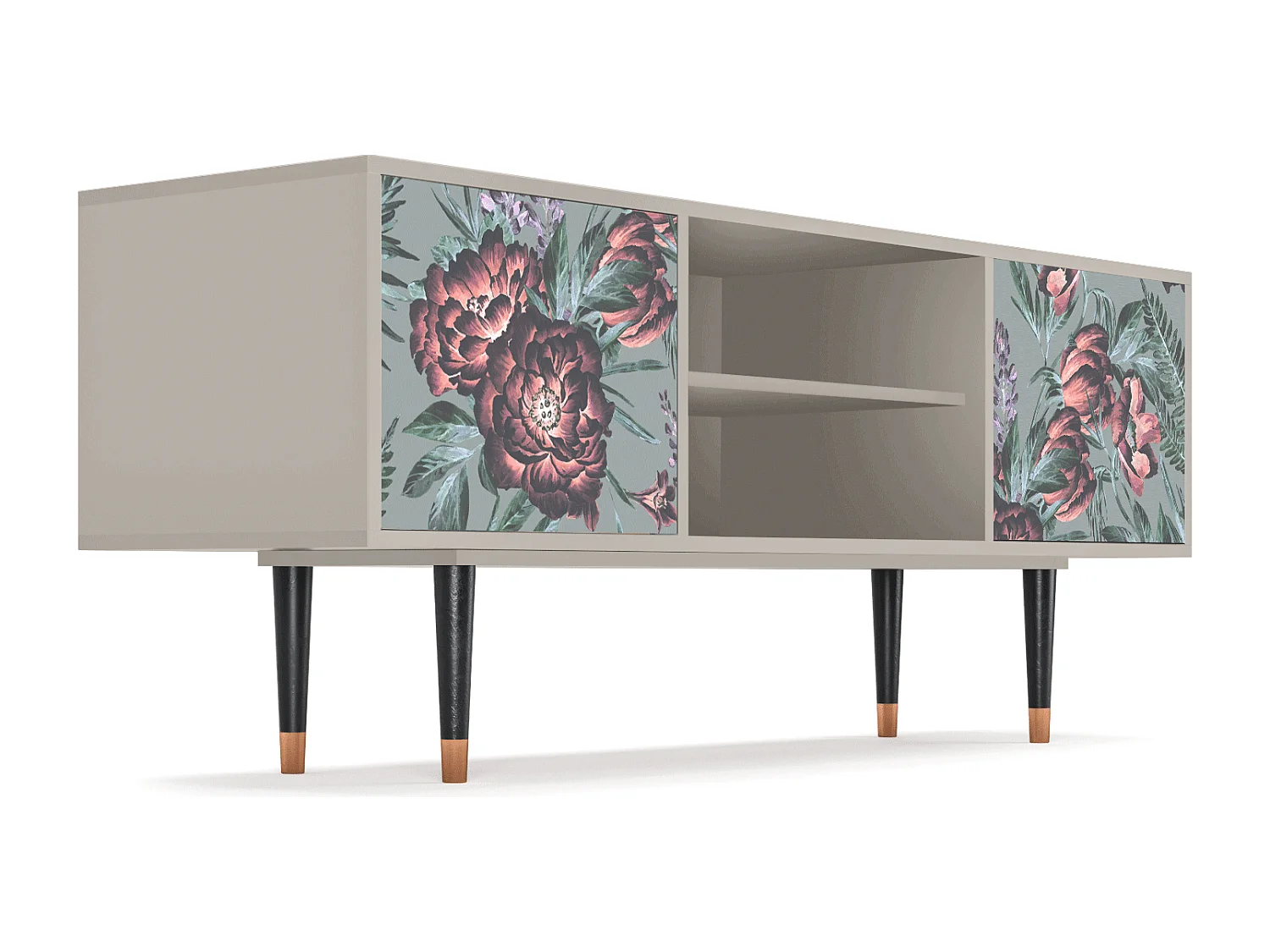 Mobile TV - 170х69х48 cm - T2 - Light Peonies, Sabbia