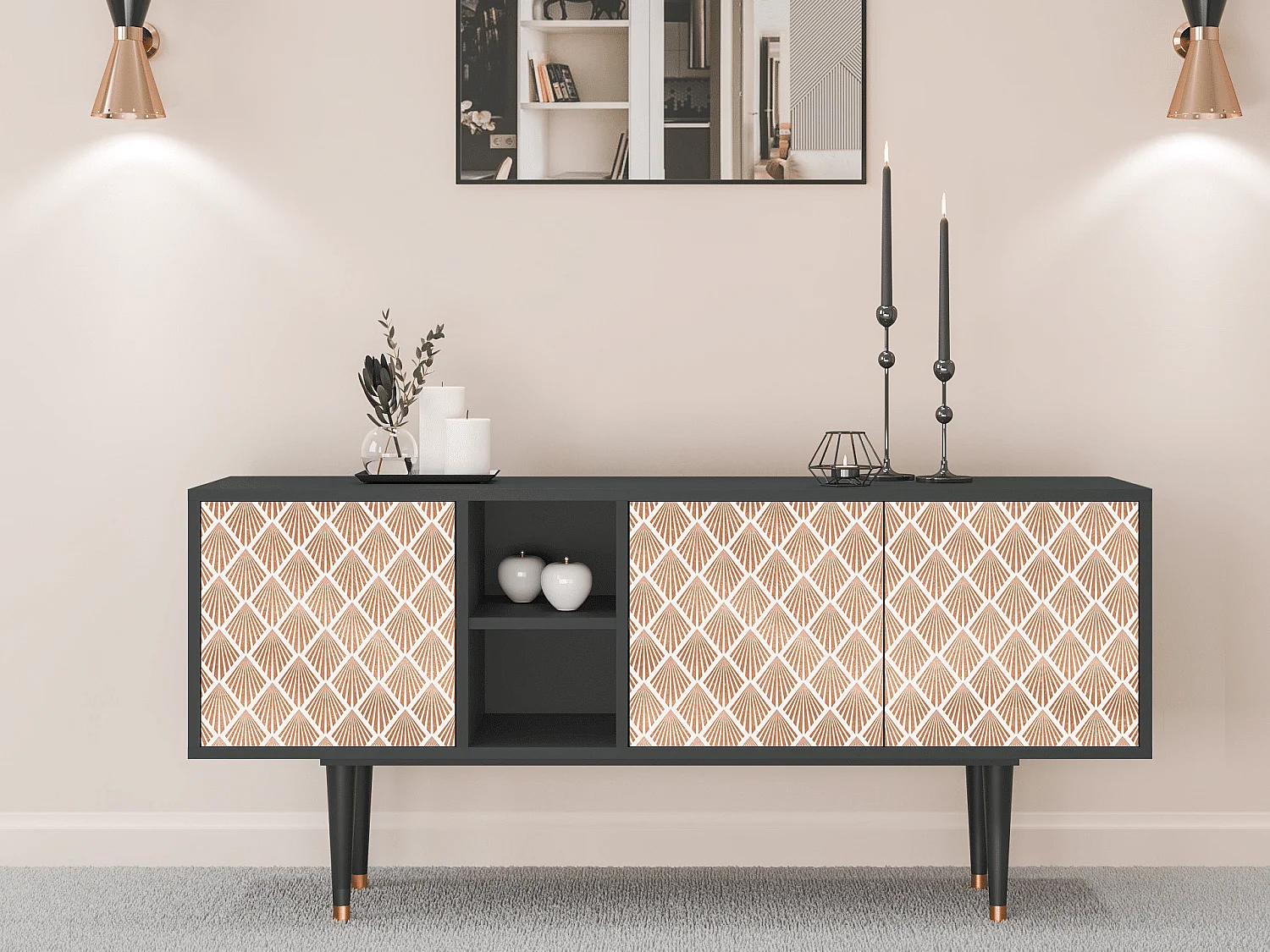 Mobile TV - 150х69х41 cm - T5 - Pastel Sunrise, Antracite