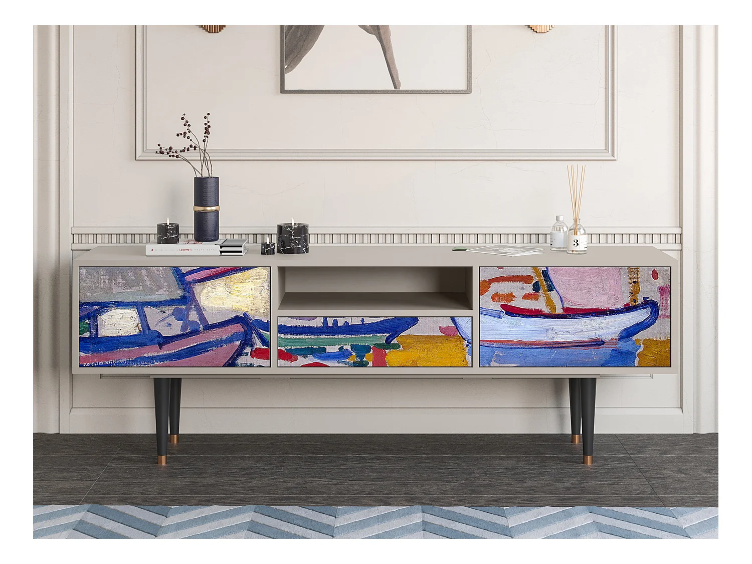 Meuble TV - 170х59х41 cm - T6 - The Port of Collioure , Sable