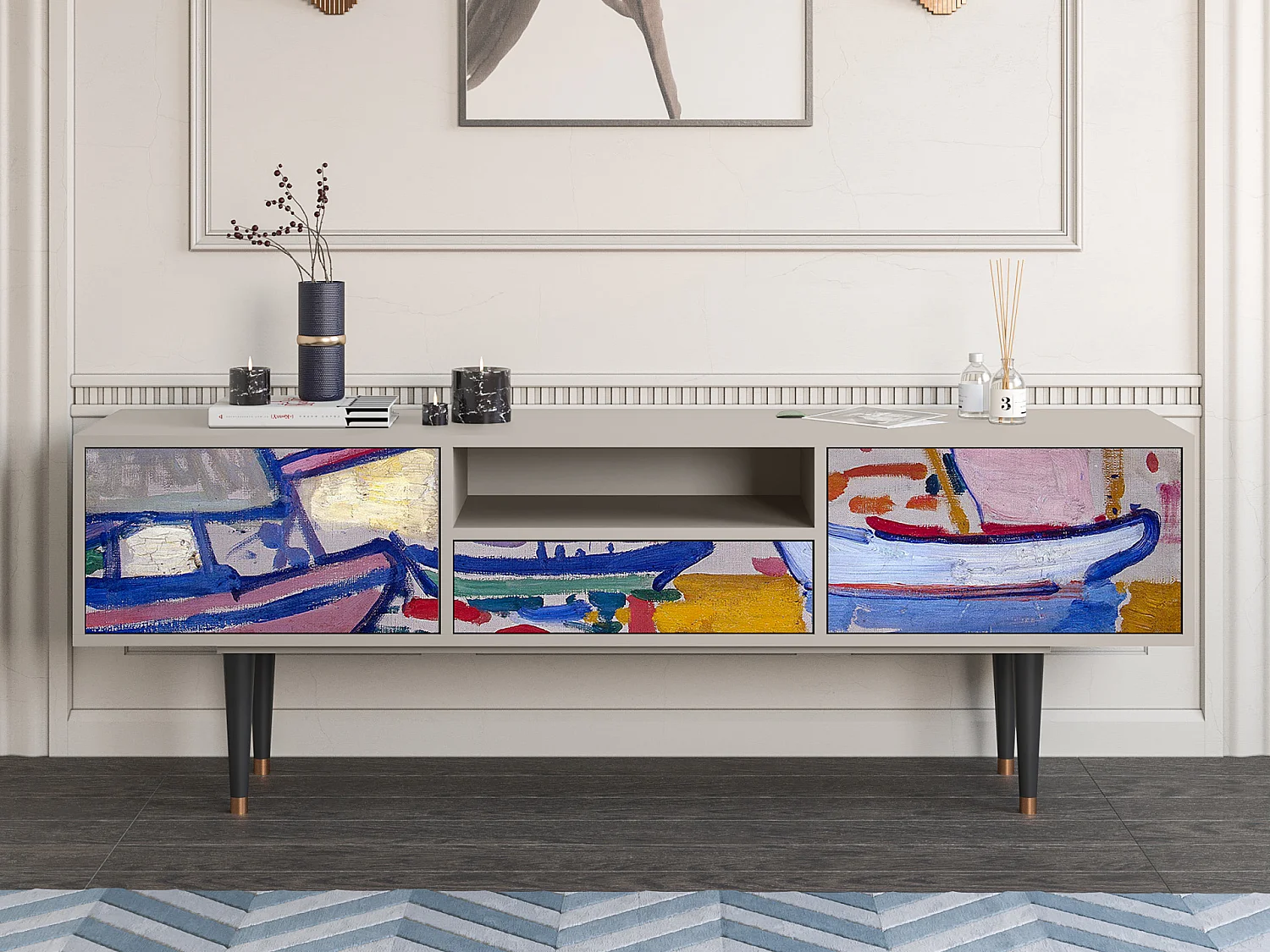 Meuble TV - 170х59х41 cm - T6 - The Port of Collioure , Sable