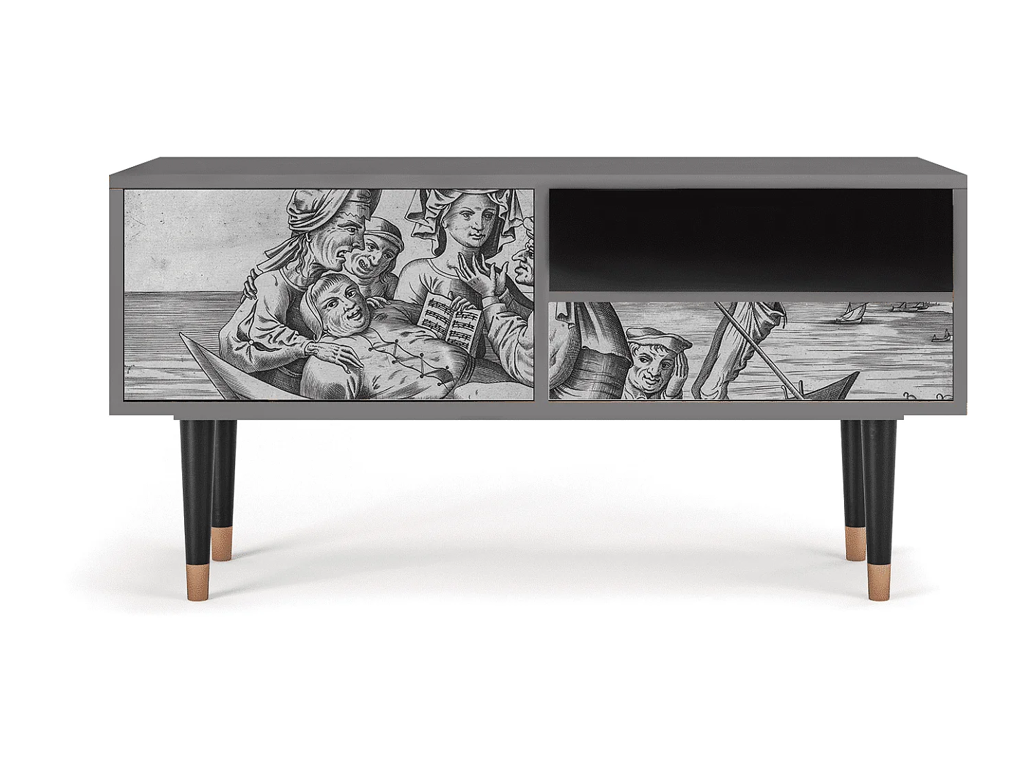 TV-Möbel - 115х59х48 cm - T3 - Blau Schuyte, Grau