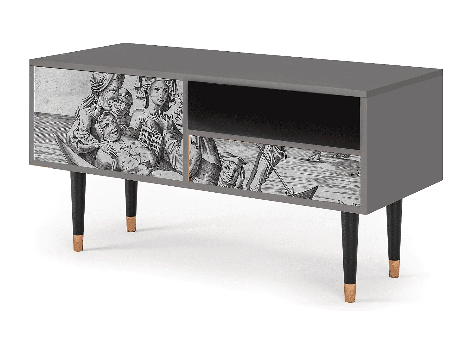 TV-Möbel - 115х59х48 cm - T3 - Blau Schuyte, Grau