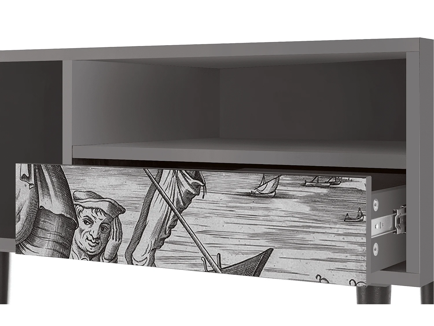 TV-Möbel - 115х59х48 cm - T3 - Blau Schuyte, Grau