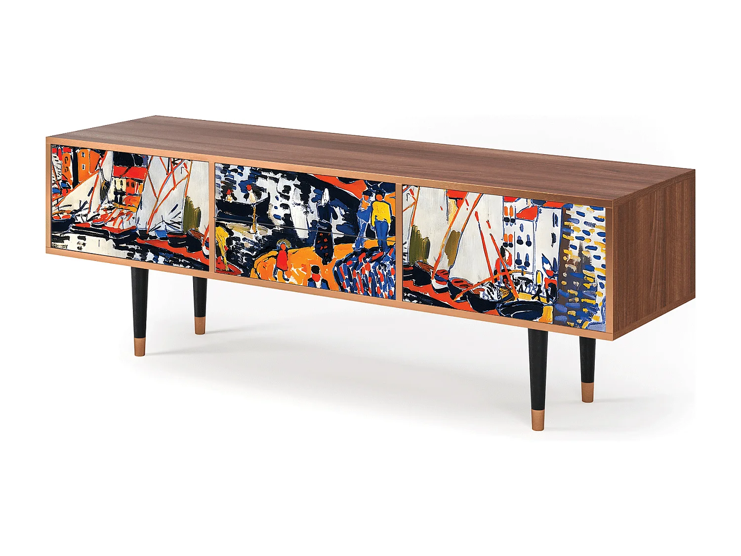 Meuble TV - 170х59х48 cm - T4 - Le Séchage des voiles , Noyer