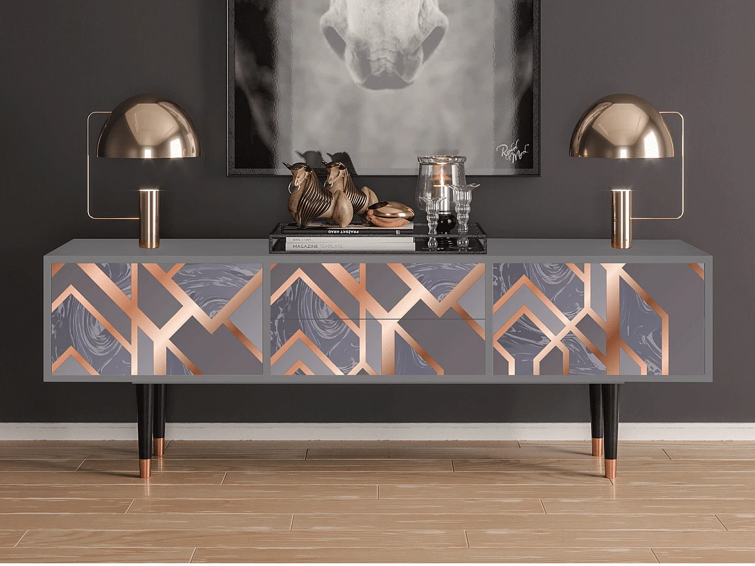 Meuble TV - 170х59х48 cm - T4 - Taupe Anatomy, Gris