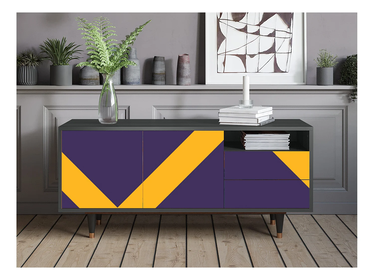 Meuble TV - 125х56х41 cm - T7 - The Brightest Way, Anthracite