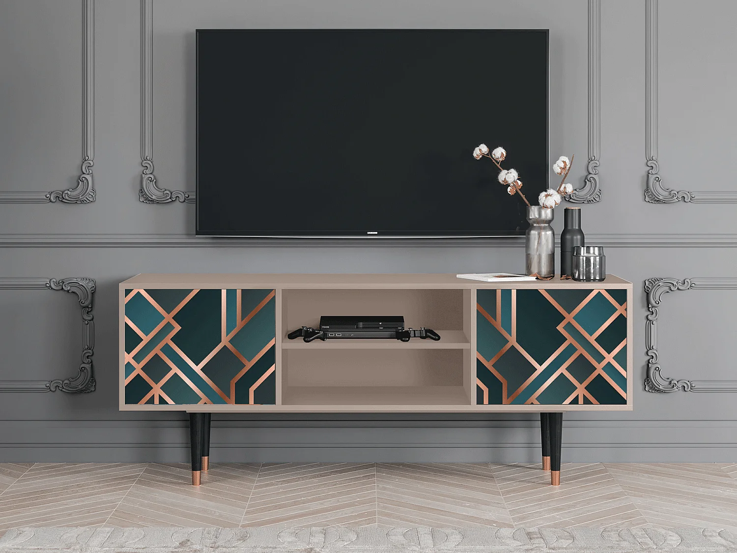 Meuble TV - 170х69х48 cm - T2 - Bronze Crossroad, Latte