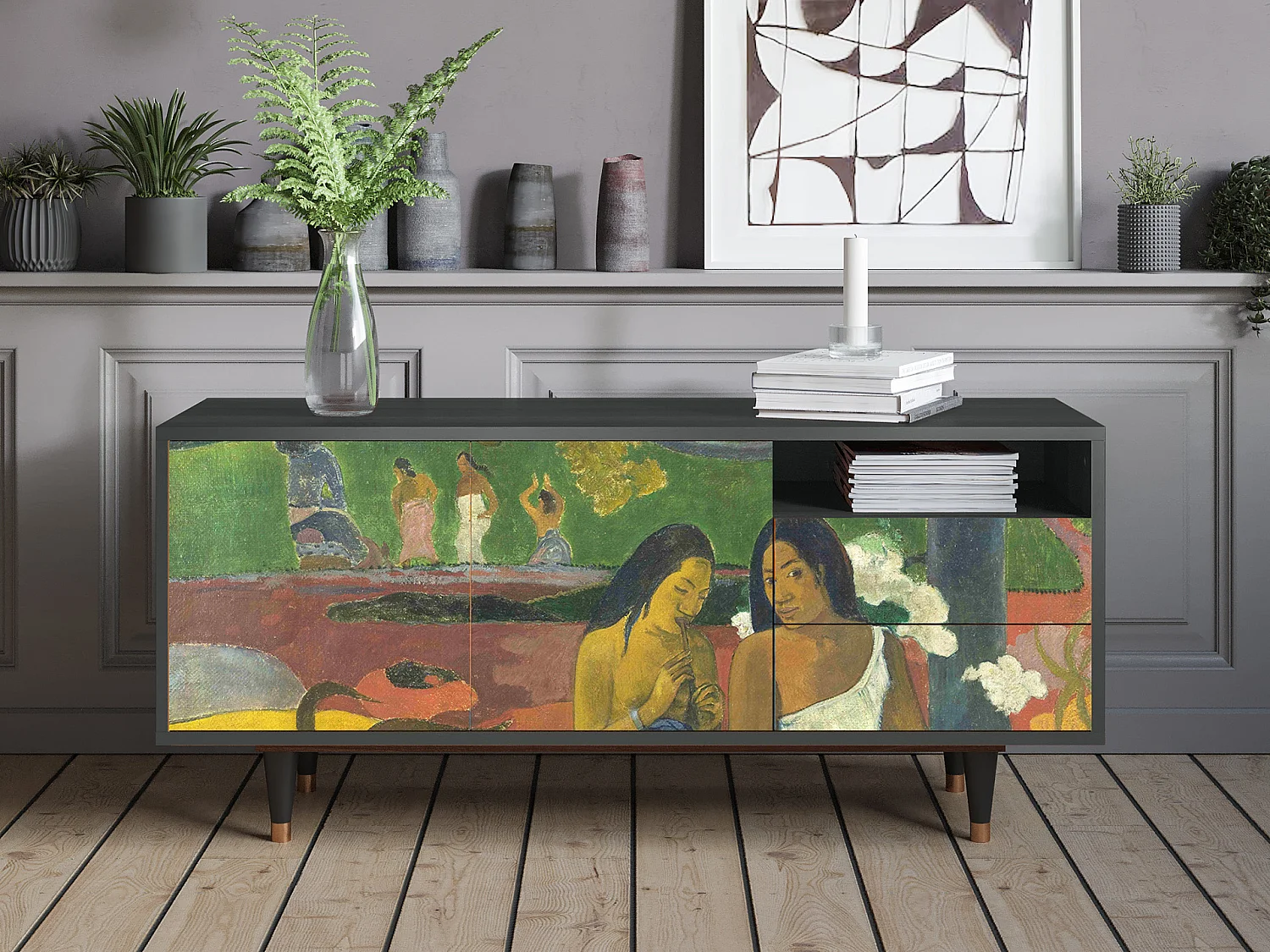 Meuble TV - 125х56х41 cm - T7 - Arearea , Anthracite