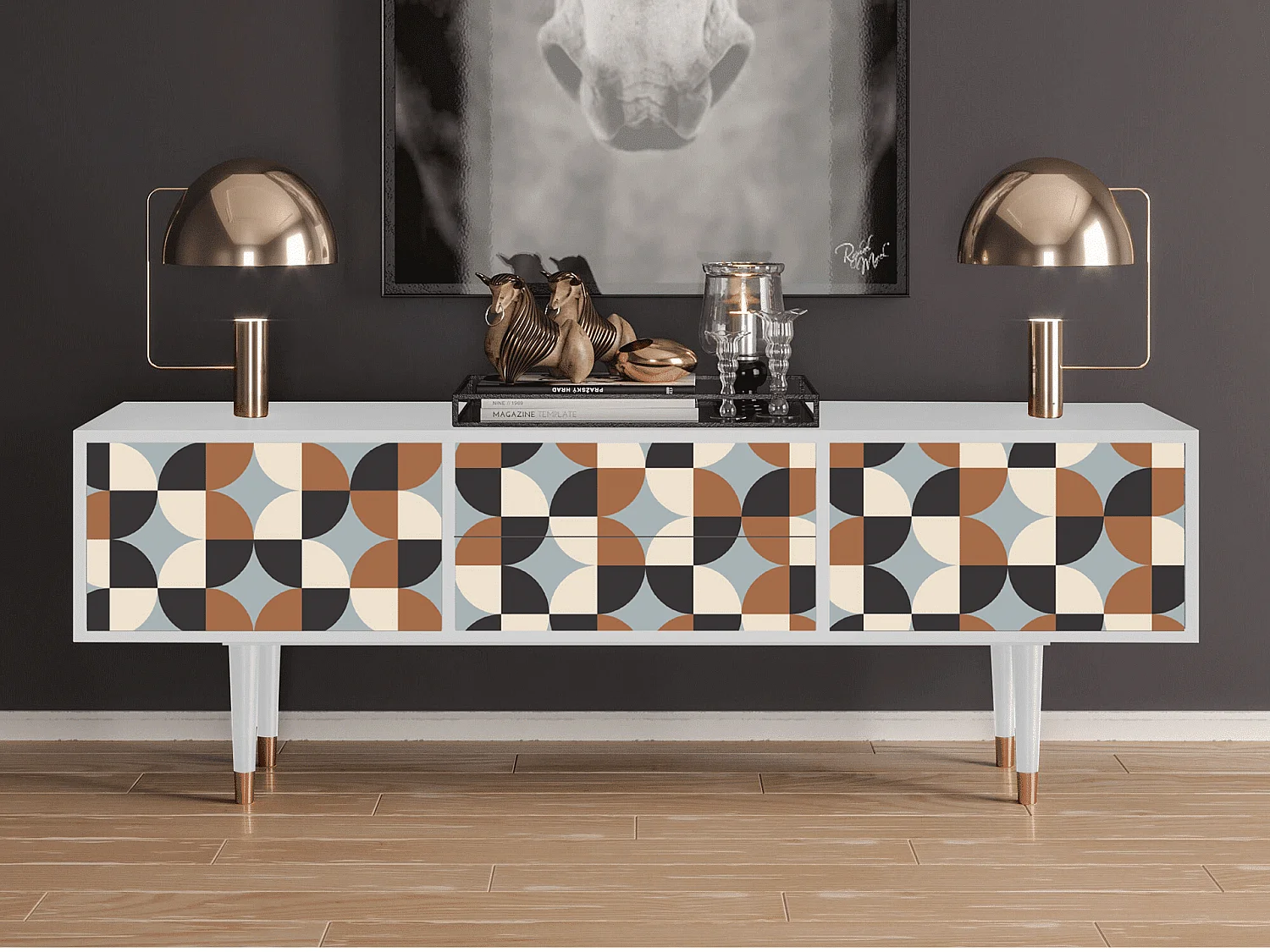 Szafka RTV - 170х59х48 cm - T4 - Brown Sensation, Biały