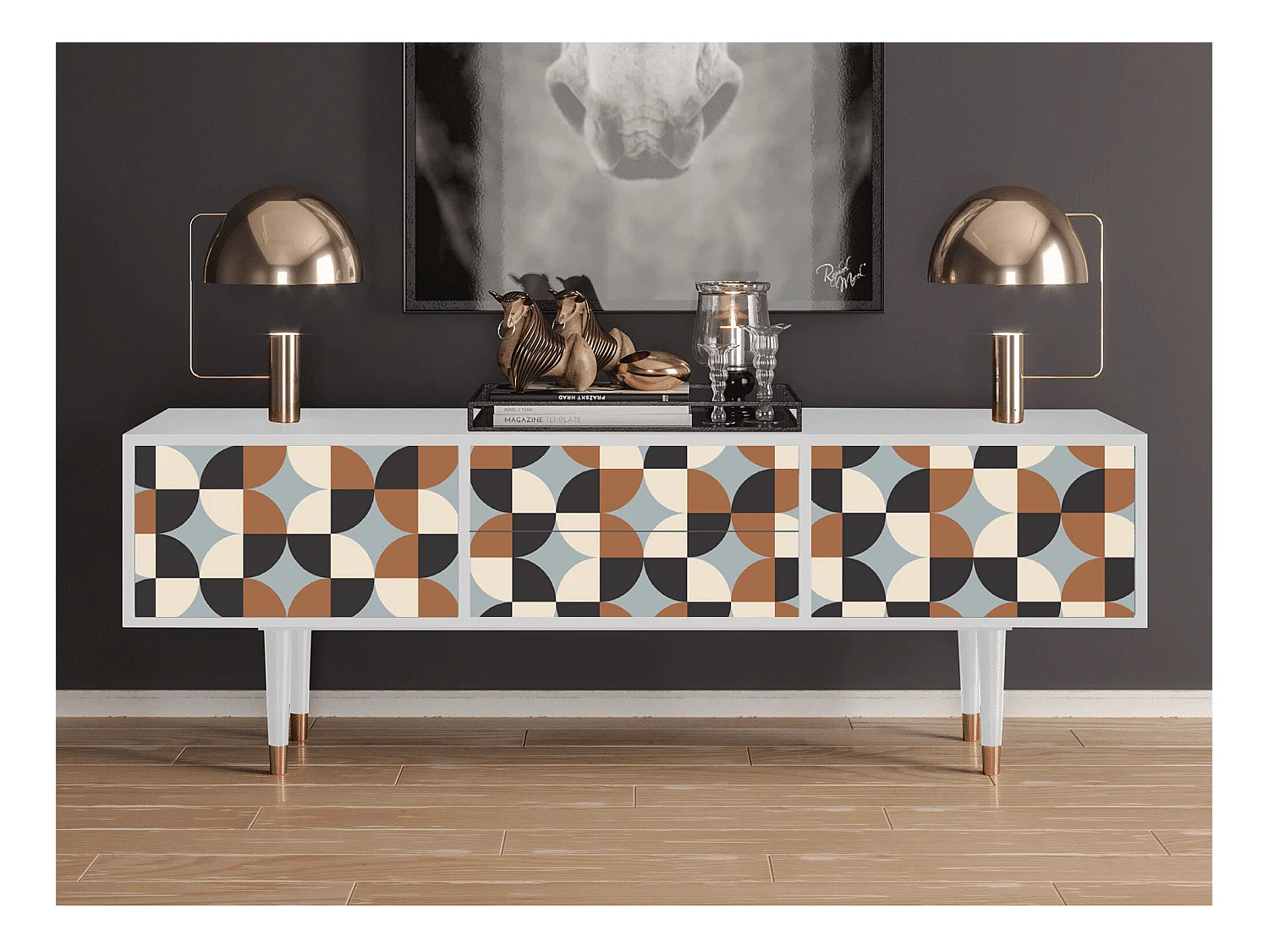 Meuble TV - 170х59х48 cm - T4 - Brown Sensation, Blanc