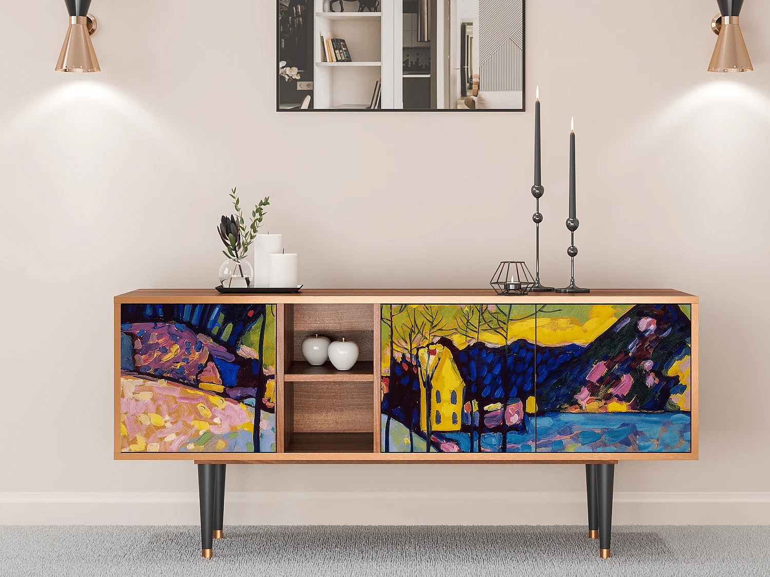 Meuble TV - 150х69х41 cm - T5 - Winter Landscape, Noyer