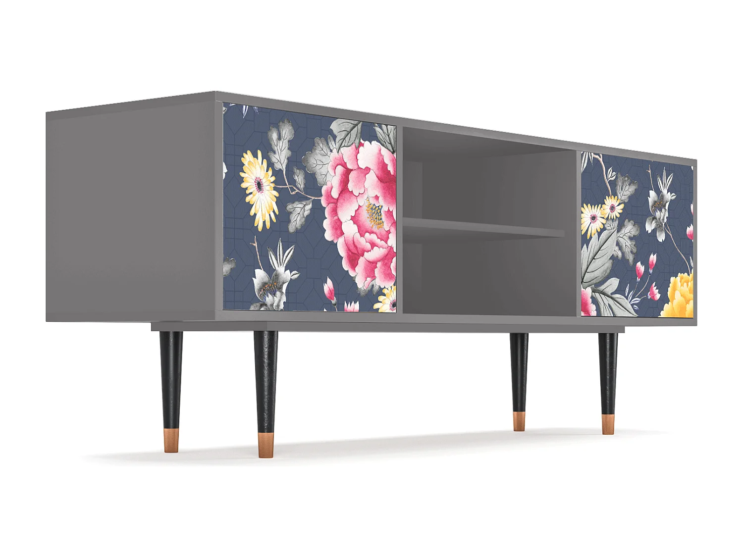 Szafka RTV - 170х69х48 cm - T2 - Dark Flower Bed, Szary