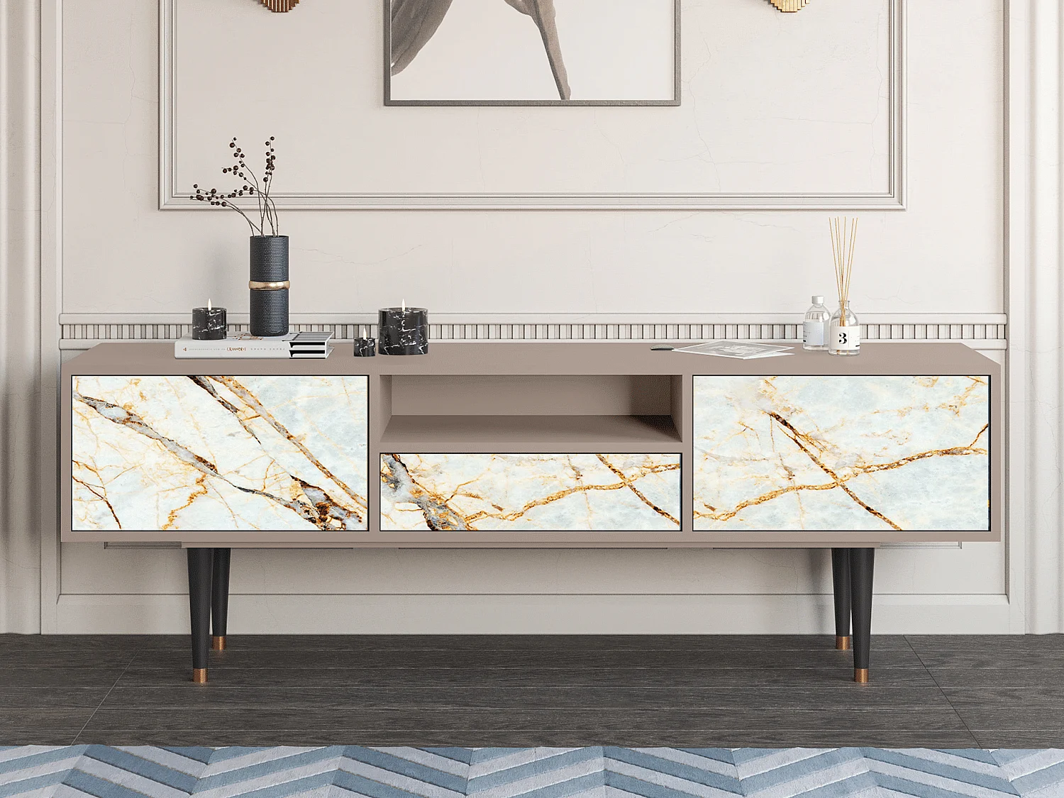 Mobile TV - 170х59х41 cm - T6 - Sabbiay Marble, Latte