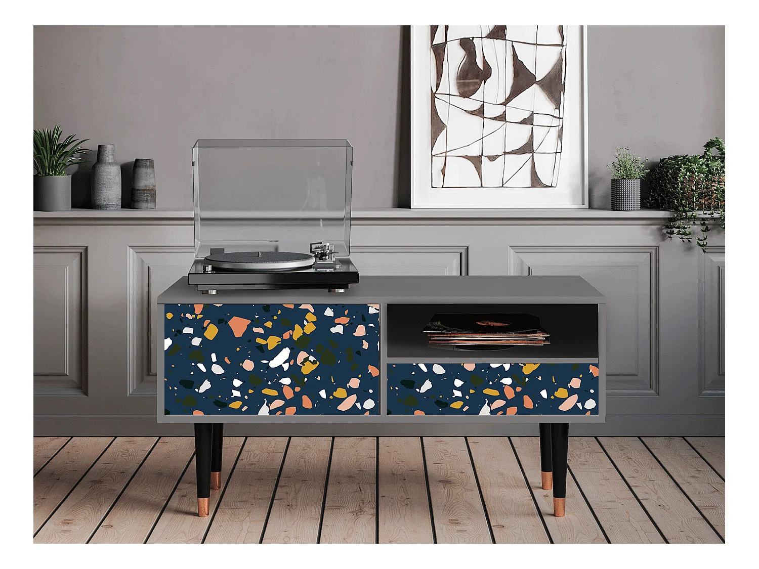 TV-meubel - 115х59х48 cm - T3 - Night Sky Langhterns, Grijs