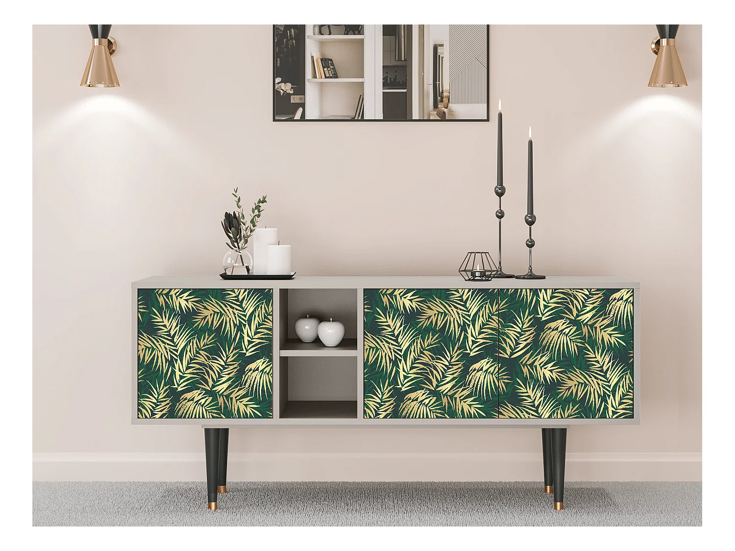 Meuble TV - 150х69х41 cm - T5 - Sunny Palm Tree, Sable