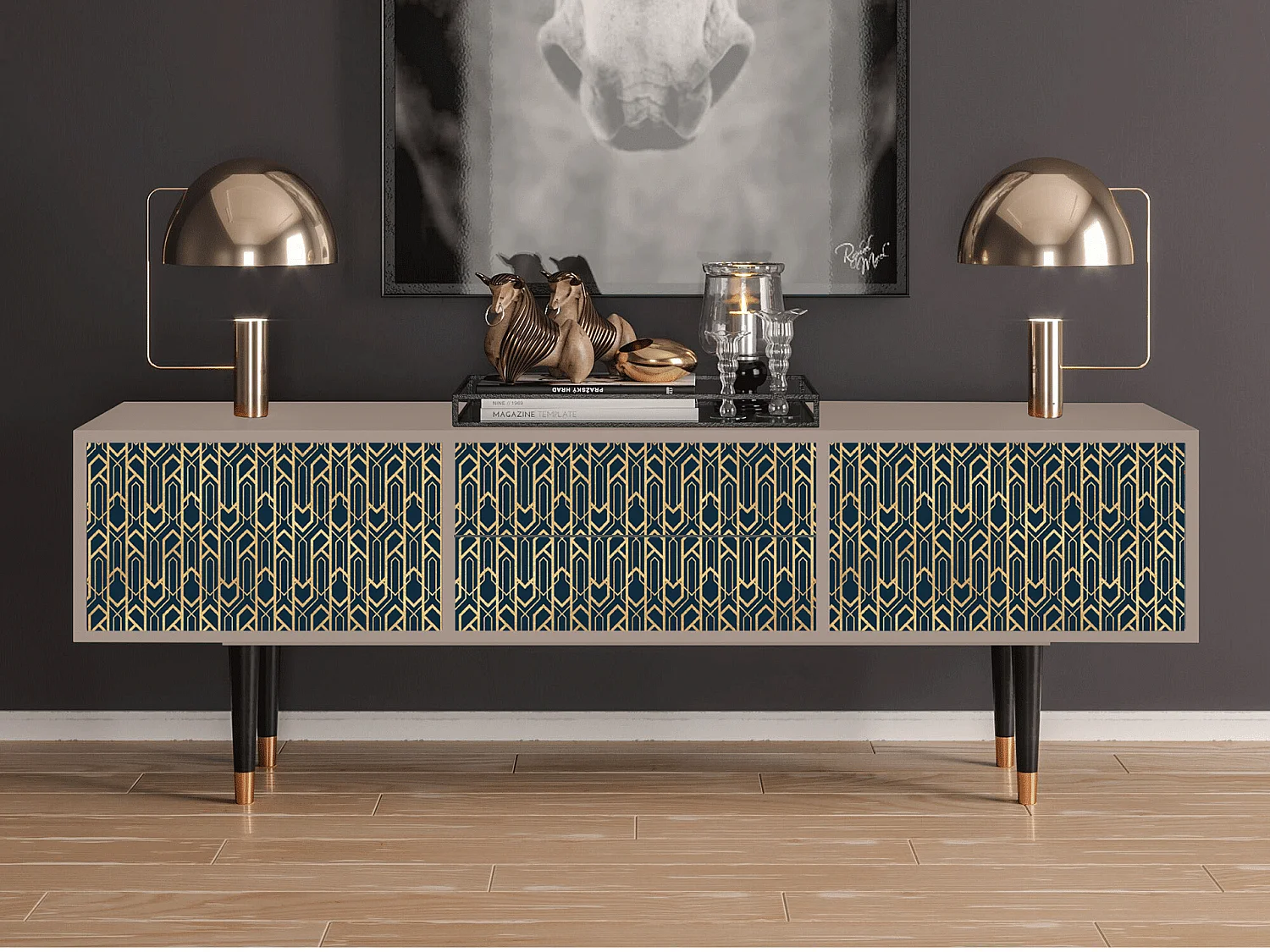 Meuble TV - 170х59х48 cm - T4 - Golden Empire, Latte