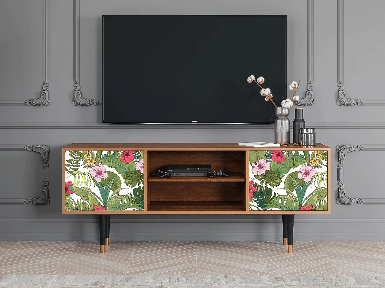 TV-meubel - 170х69х48 cm - T2 - Verdant Tropics, Walnoot