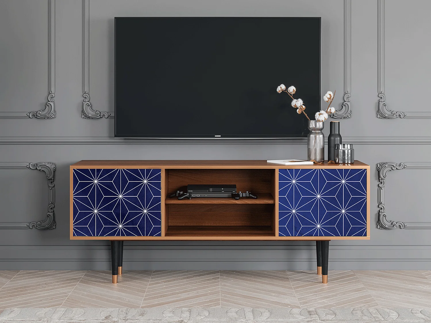 TV-meubel - 170х69х48 cm - T2 - Milky Way, Walnoot