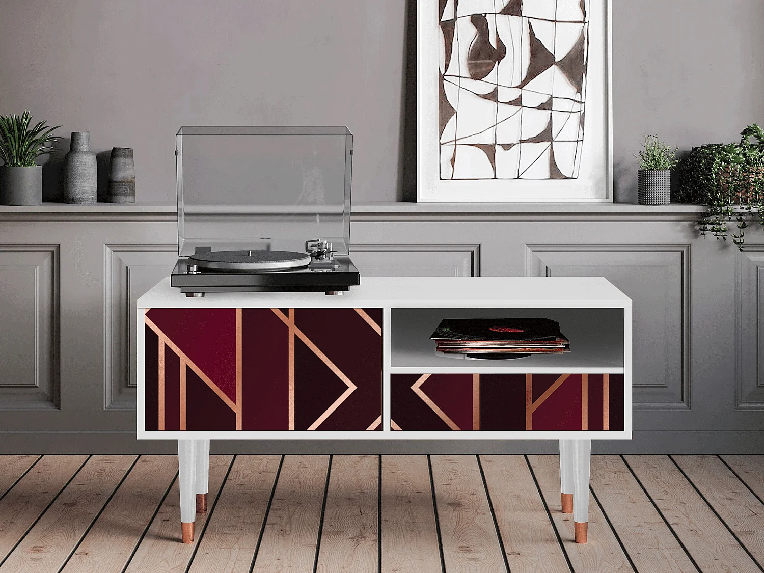 TV-Möbel - 115х59х48 cm - T3 - Burgundy Jewelery, Weiß