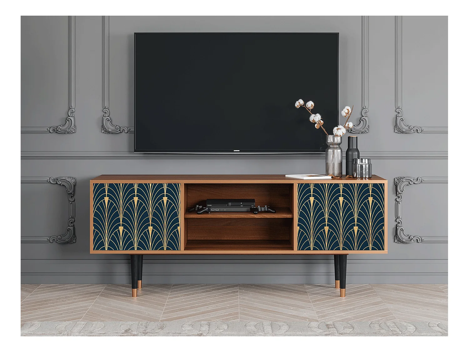 Meuble TV - 170х69х48 cm - T2 - Flower of the Nile, Noyer