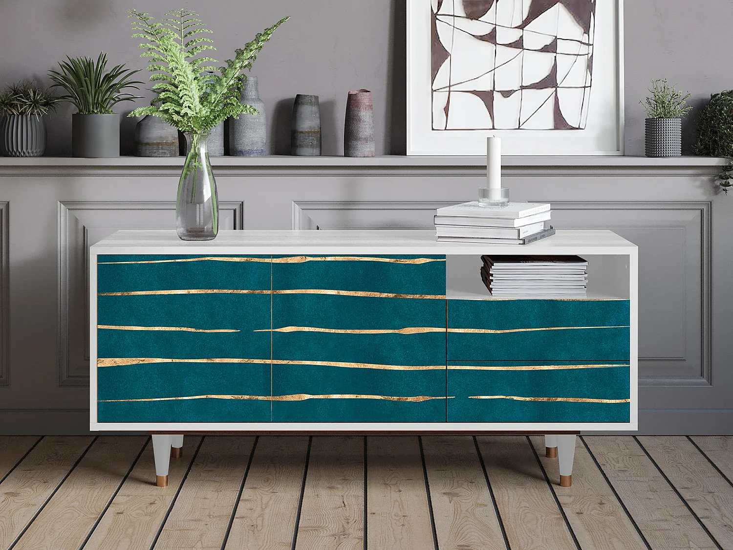 Szafka RTV - 125х56х41 cm - T7 - Ocean Drive, Biały