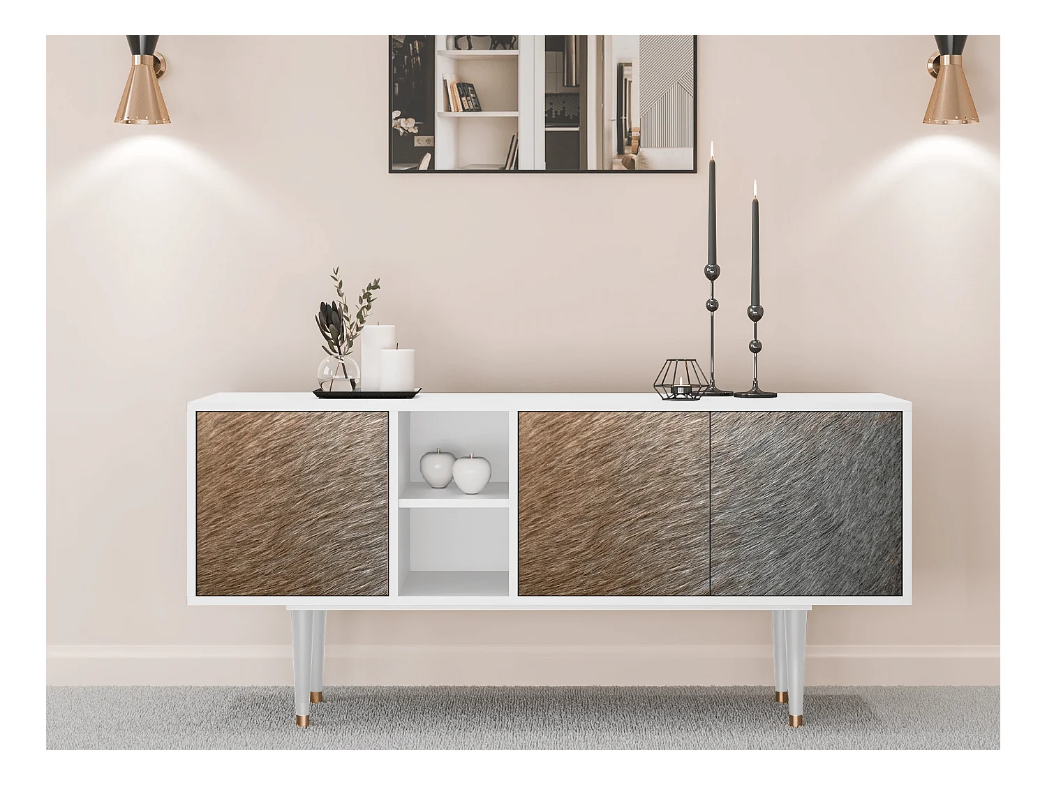 Meuble TV - 150х69х41 cm - T5 - Peanut Hair, Blanc
