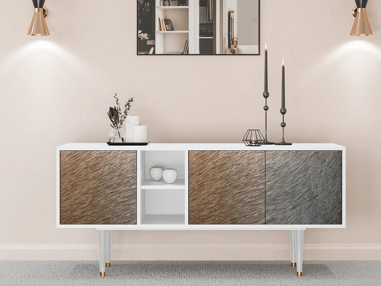 Meuble TV - 150х69х41 cm - T5 - Peanut Hair, Blanc