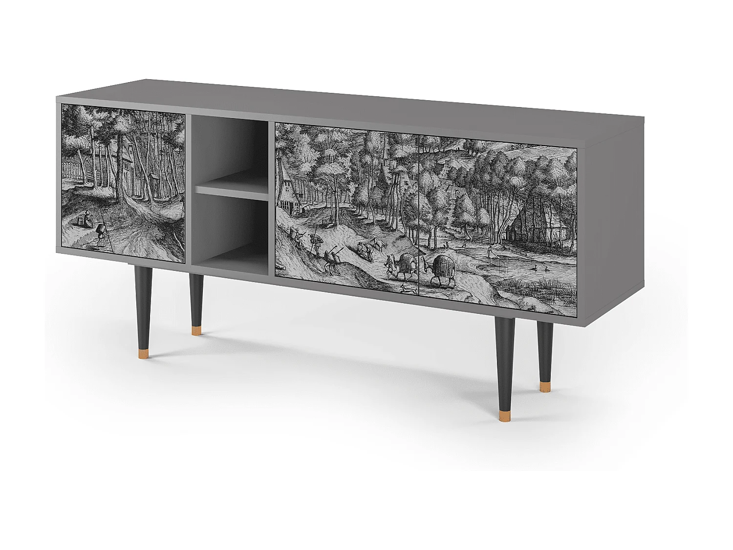 Szafka RTV - 150х69х41 cm - T5 - Rusticorum, Szary