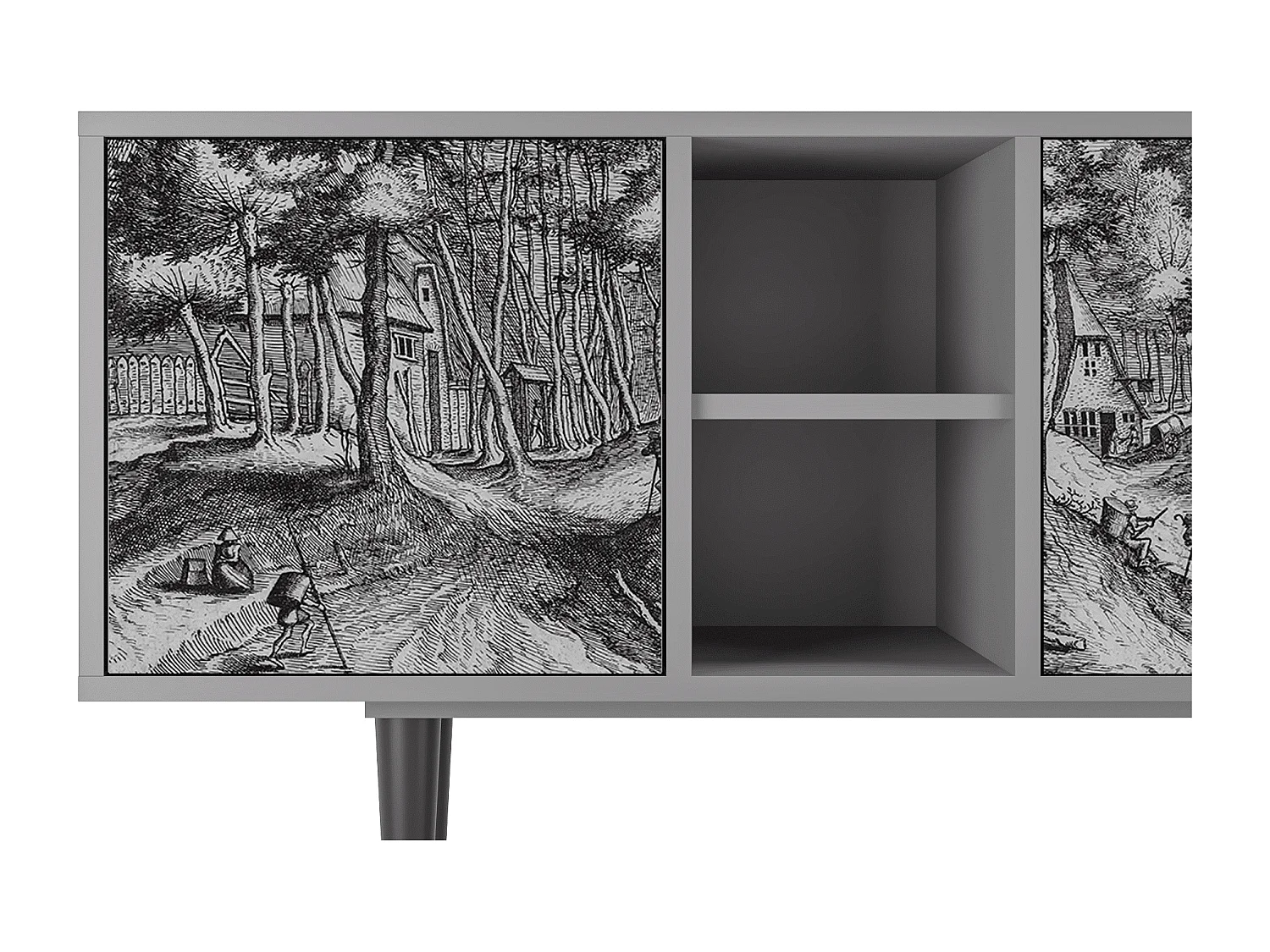 Szafka RTV - 150х69х41 cm - T5 - Rusticorum, Szary