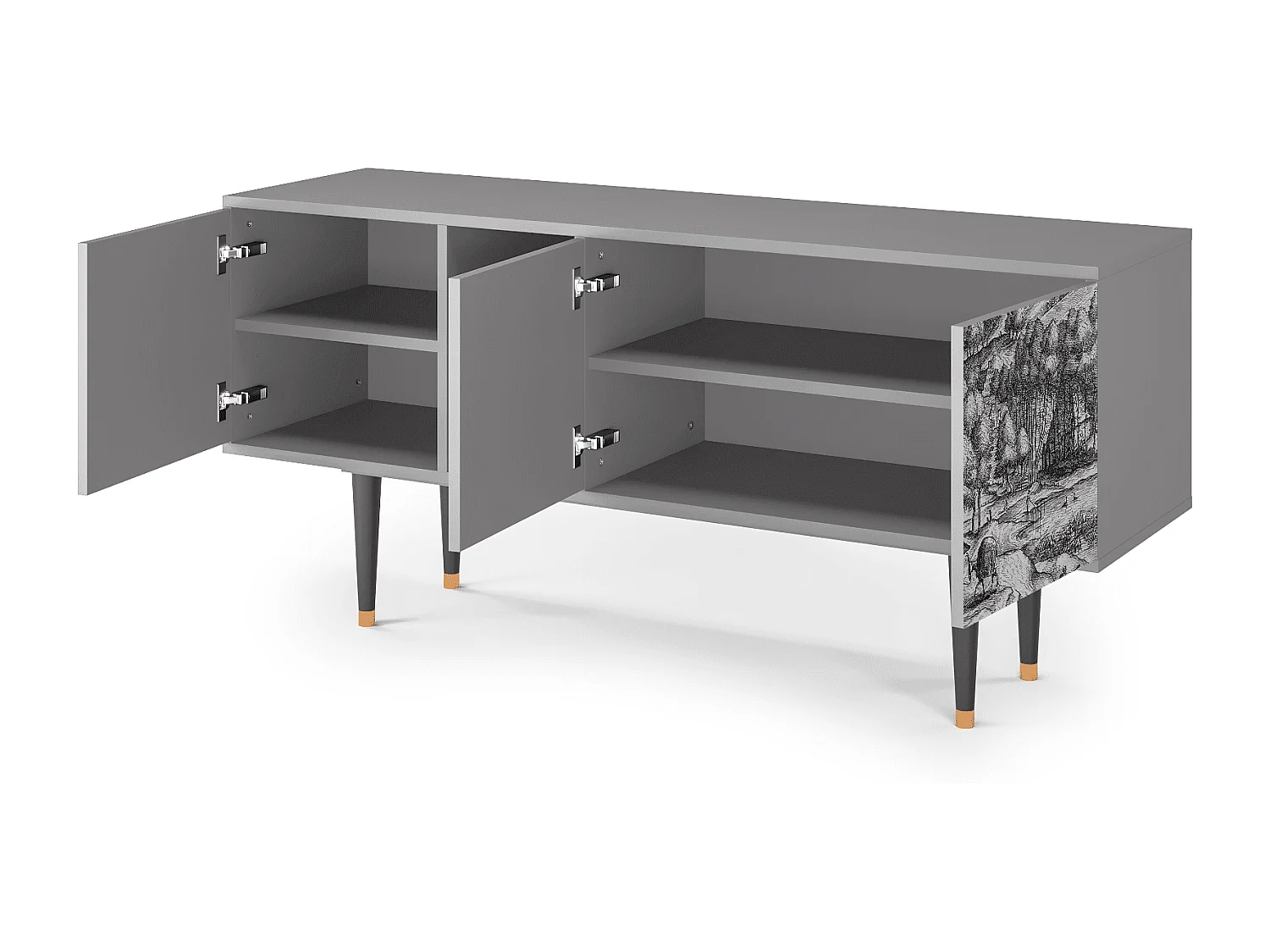 Szafka RTV - 150х69х41 cm - T5 - Rusticorum, Szary