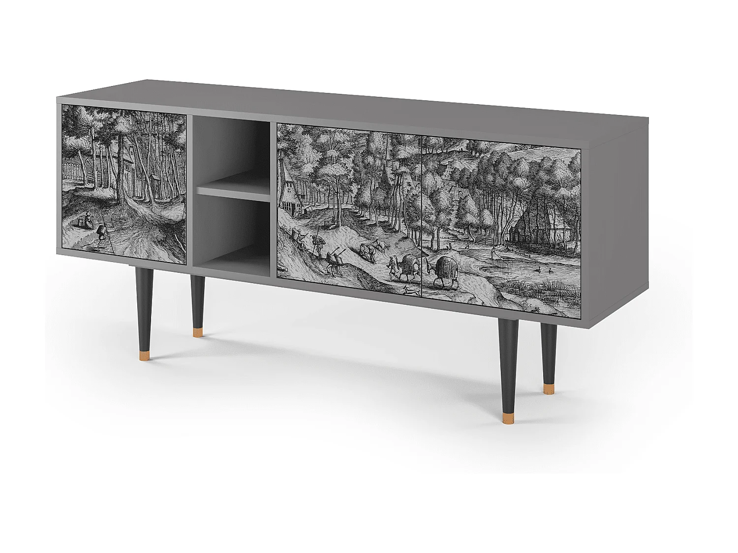 Mobile TV - 150х69х41 cm - T5 - Rusticorum, Grigio