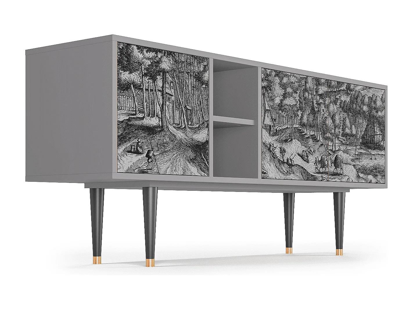 Mobile TV - 150х69х41 cm - T5 - Rusticorum, Grigio