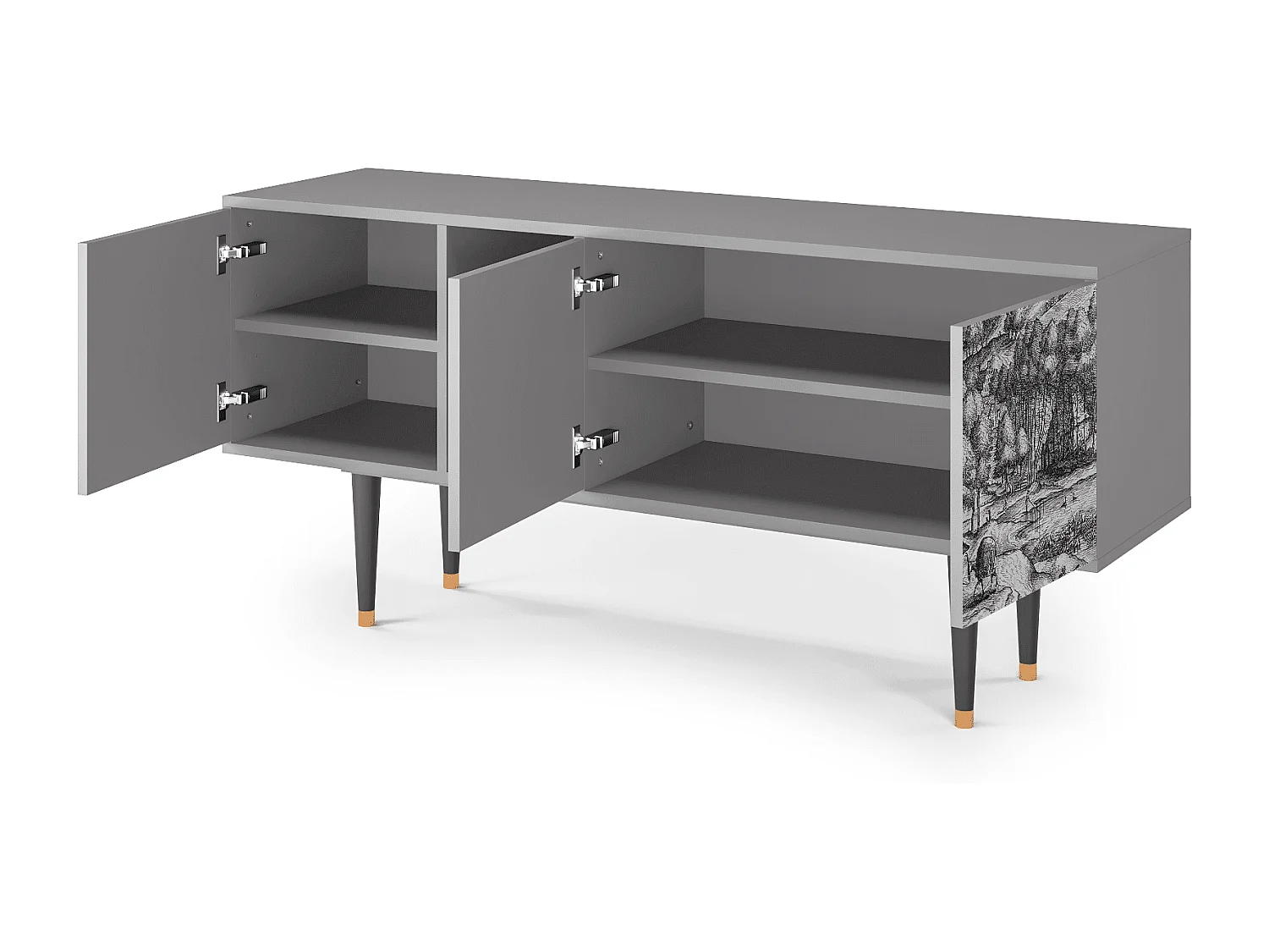 Mobile TV - 150х69х41 cm - T5 - Rusticorum, Grigio