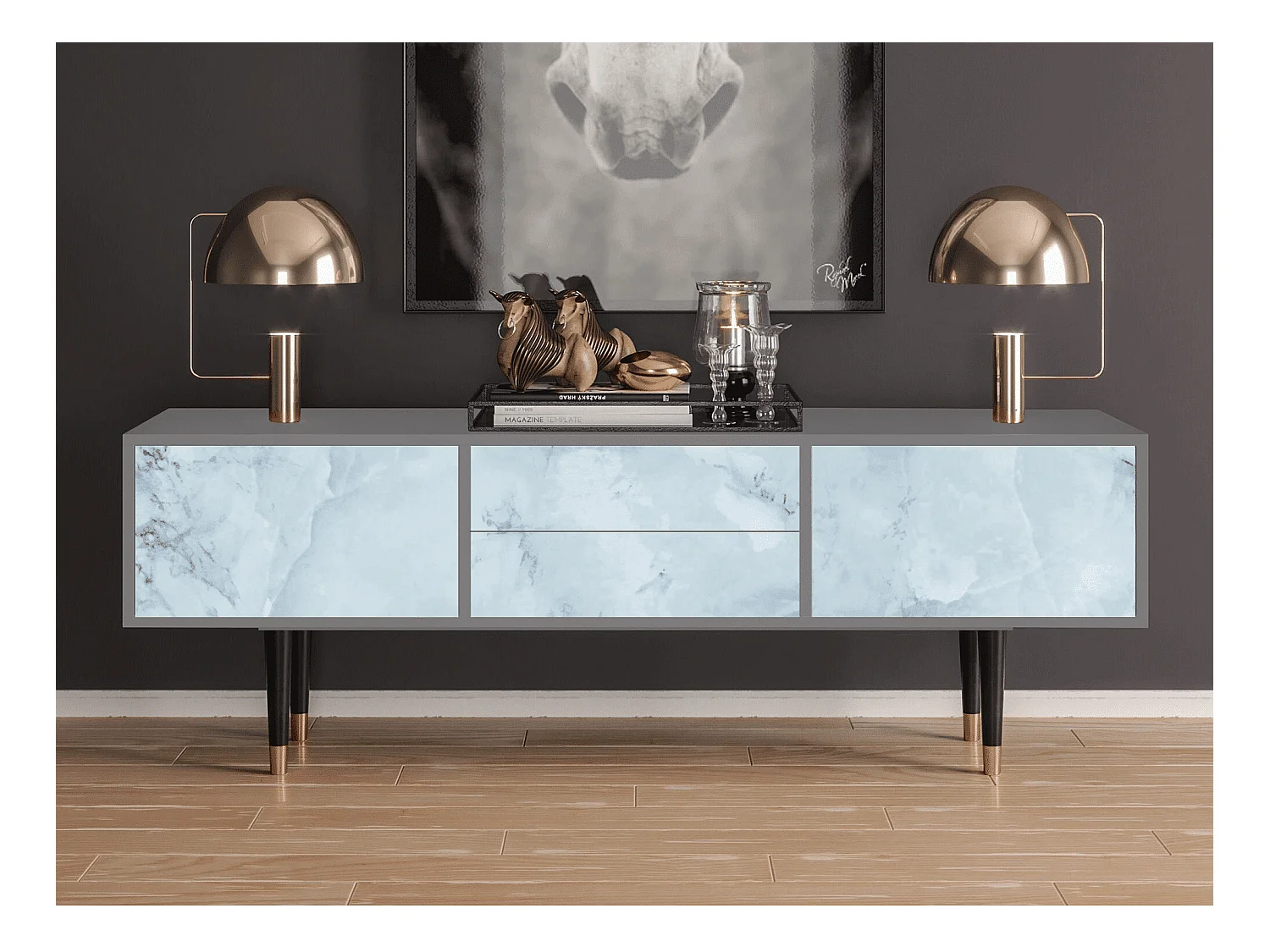 Mobile TV - 170х59х48 cm - T4 - Glacial Colour, Grigio