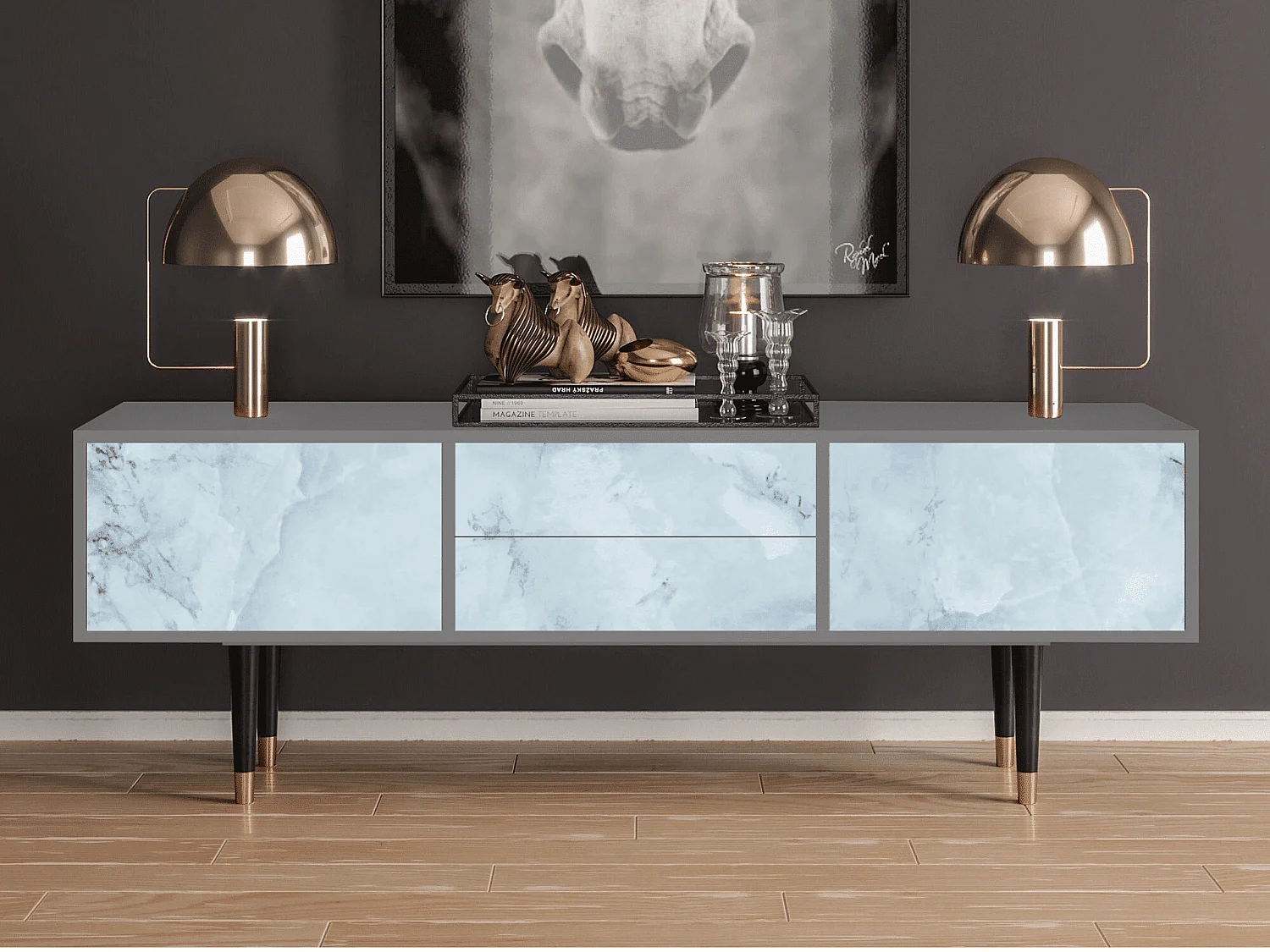 Mobile TV - 170х59х48 cm - T4 - Glacial Colour, Grigio