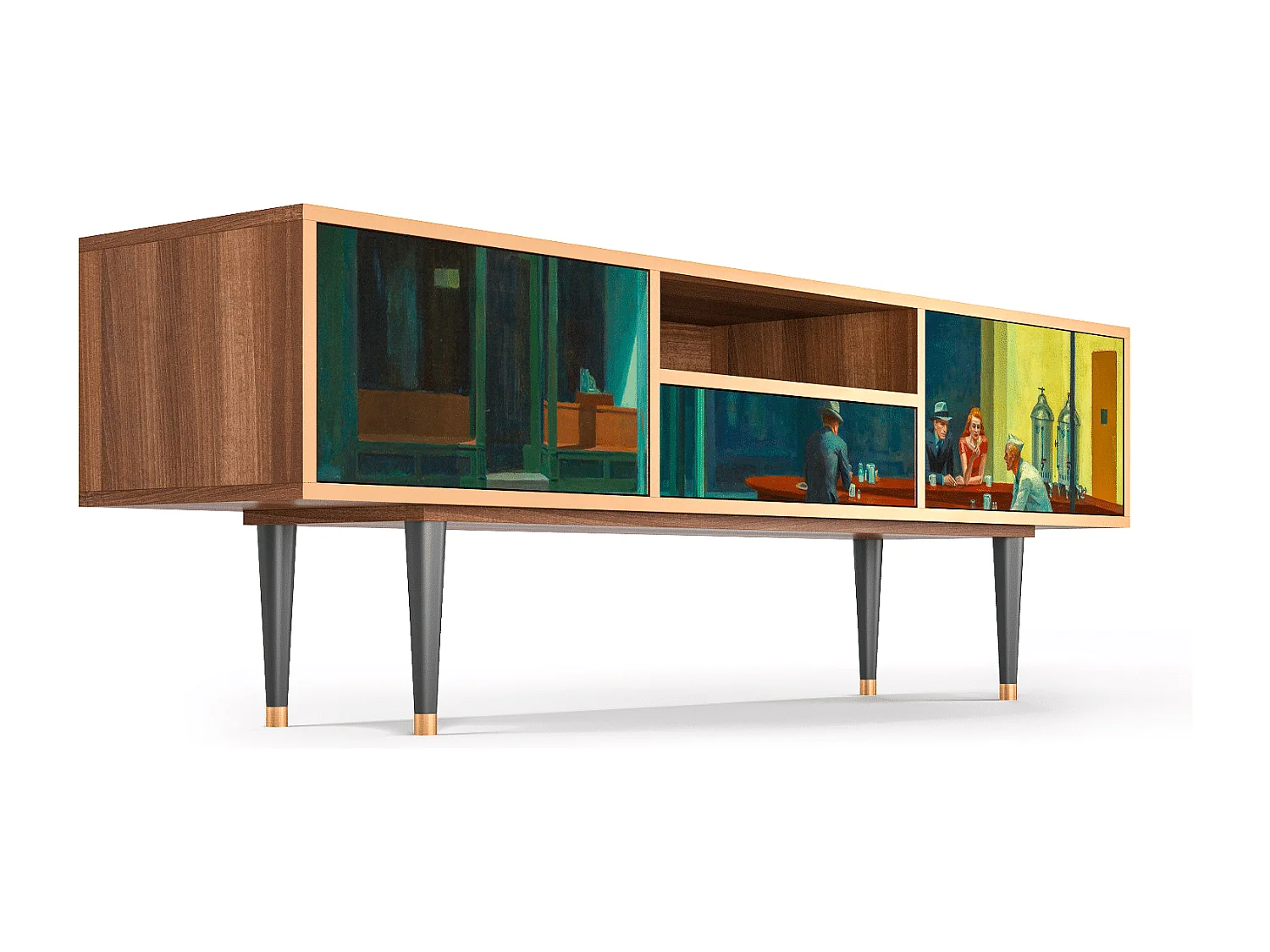 Mueble de TV - 170х59х41 cm - T6 - Nighthawks by Hopper, Nogueira