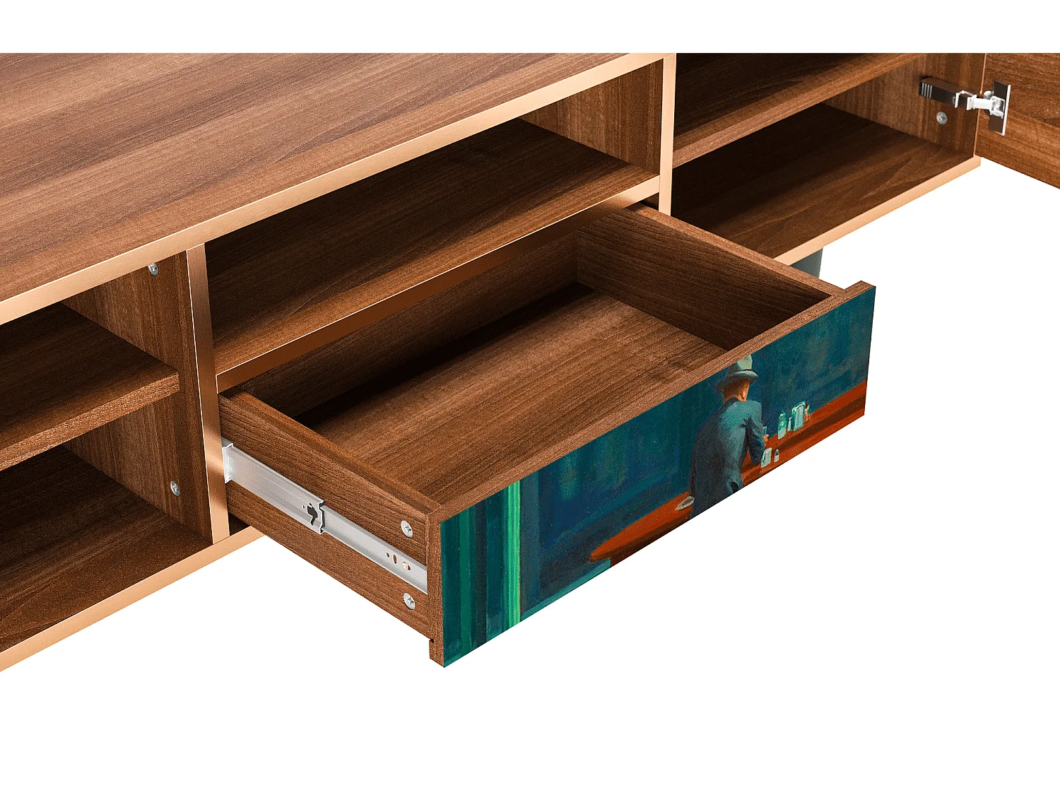 Mueble de TV - 170х59х41 cm - T6 - Nighthawks by Hopper, Nogueira