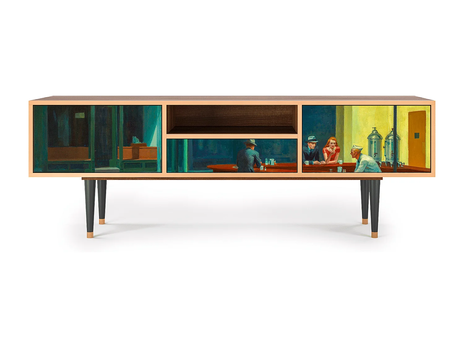 Mobile TV - 170х59х41 cm - T6 - Nighthawks by Hopper, Noce