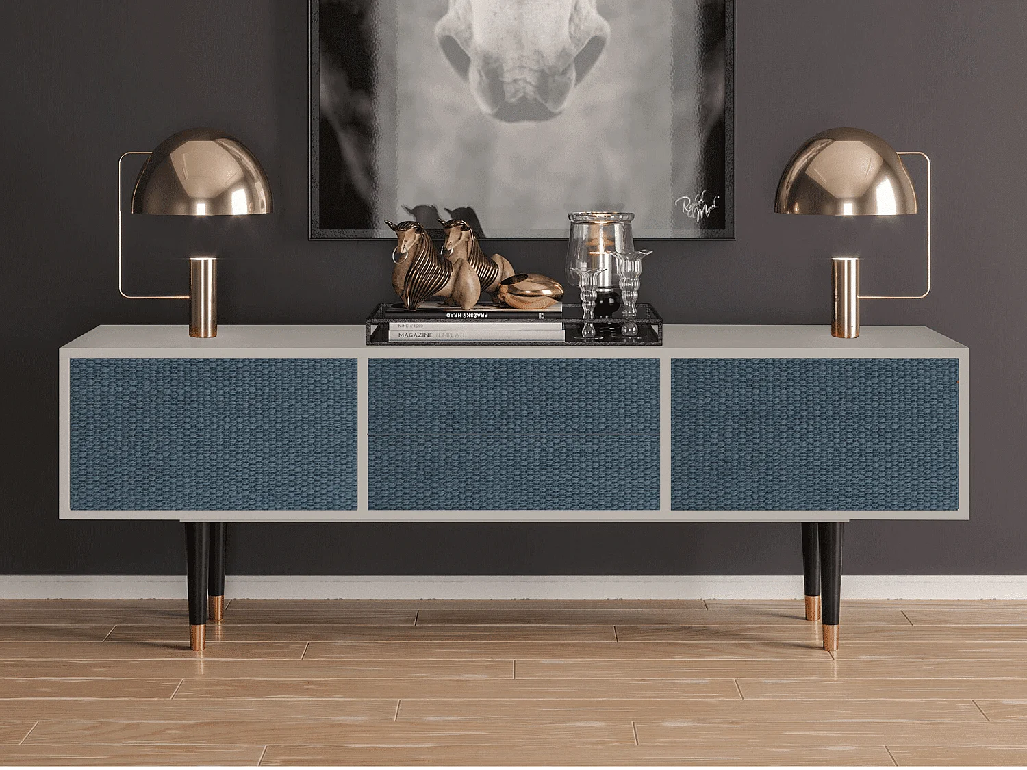 Mobile TV - 170х59х48 cm - T4 - Knitted Pattern, Sabbia