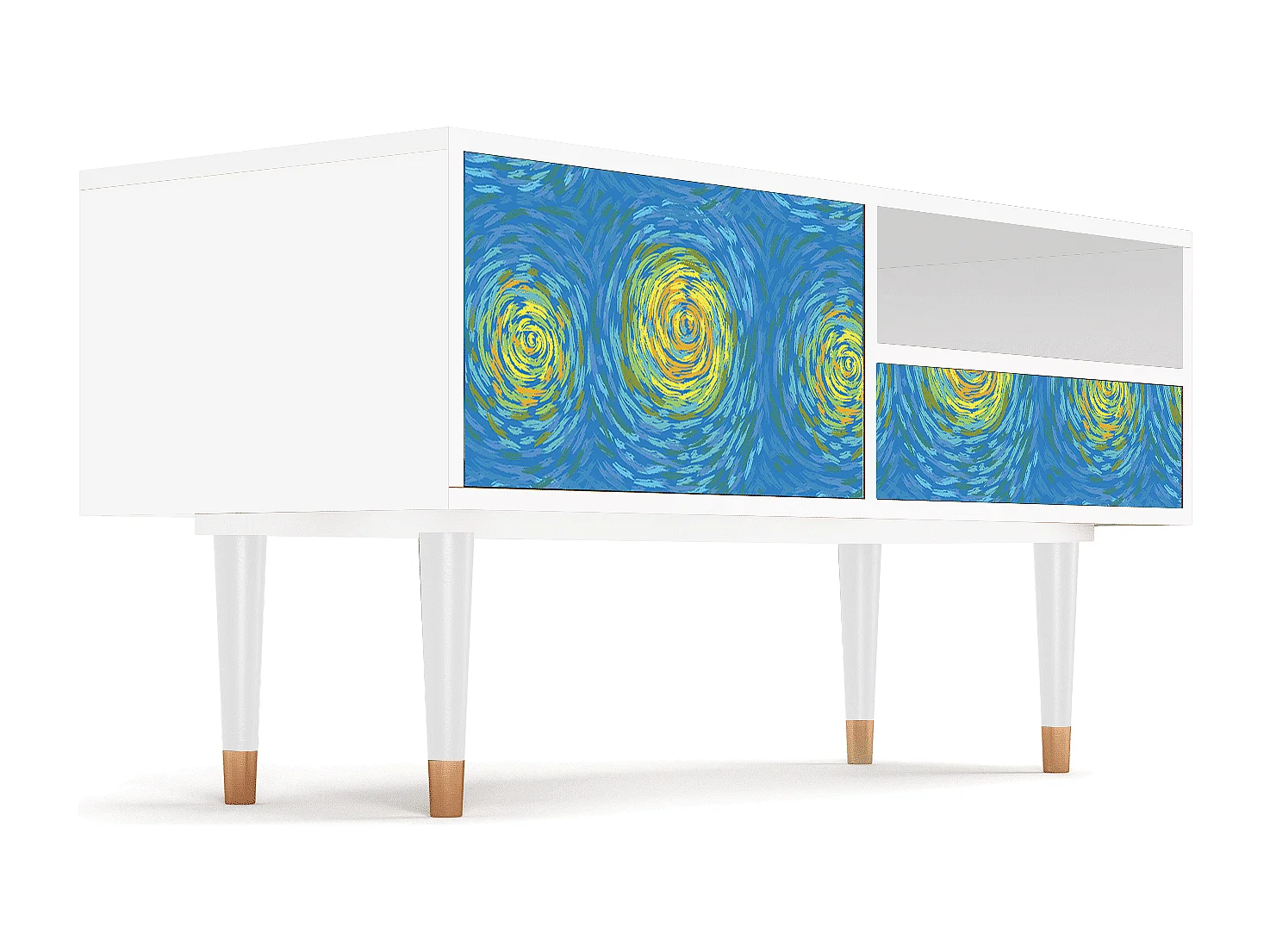 Meuble TV - 115х59х48 cm - T3 - Van Gogh Lights, Blanc