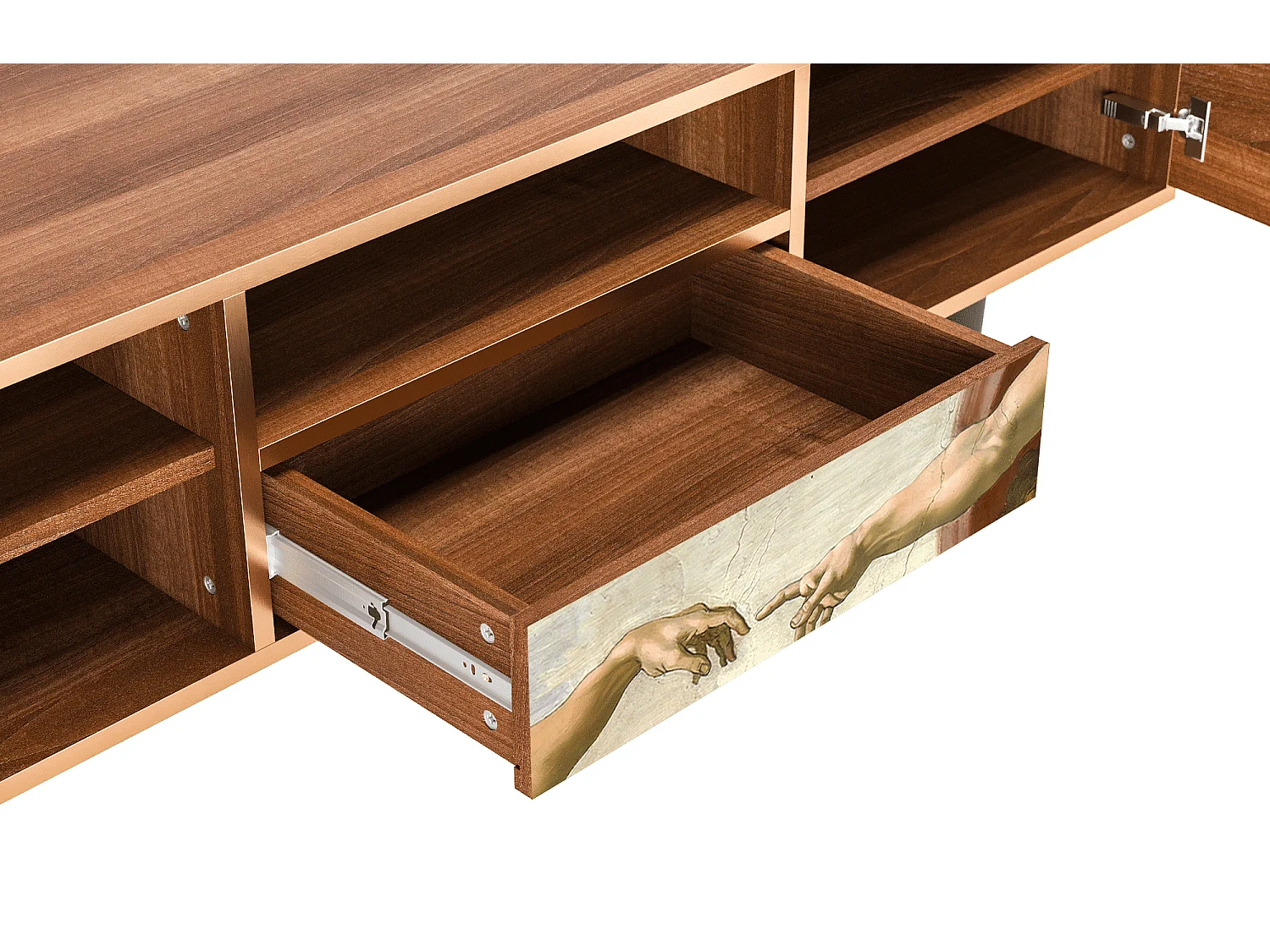 Meuble TV - 170х59х41 cm - T6 - The Creation of Adam, Noyer