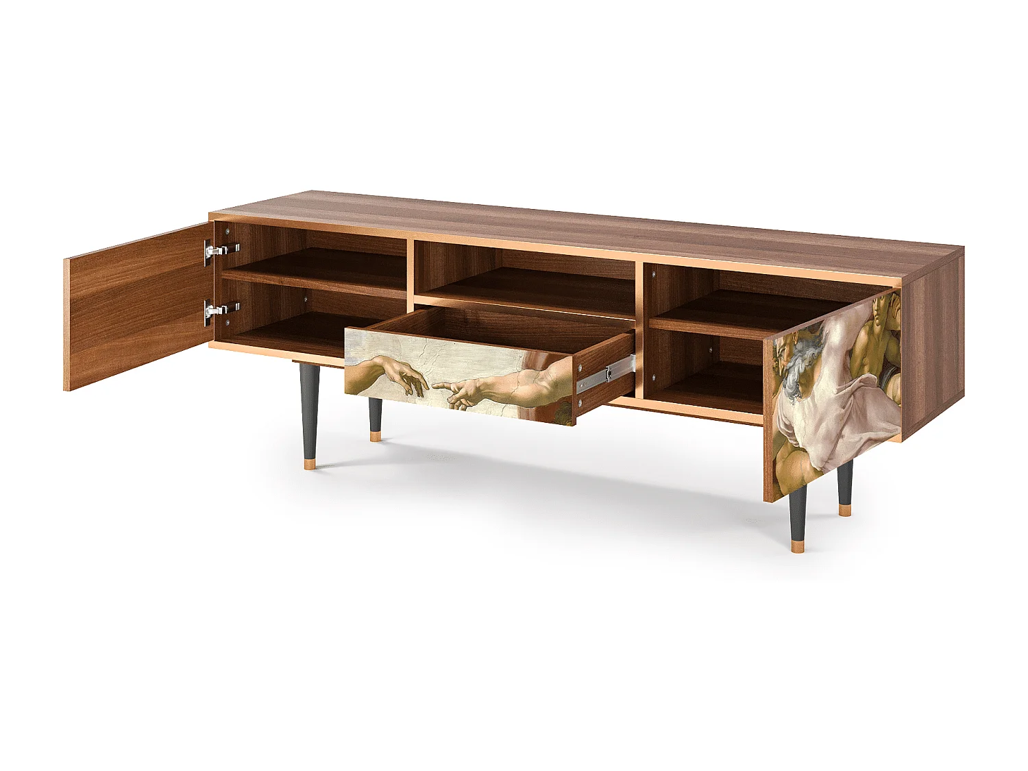 Meuble TV - 170х59х41 cm - T6 - The Creation of Adam, Noyer