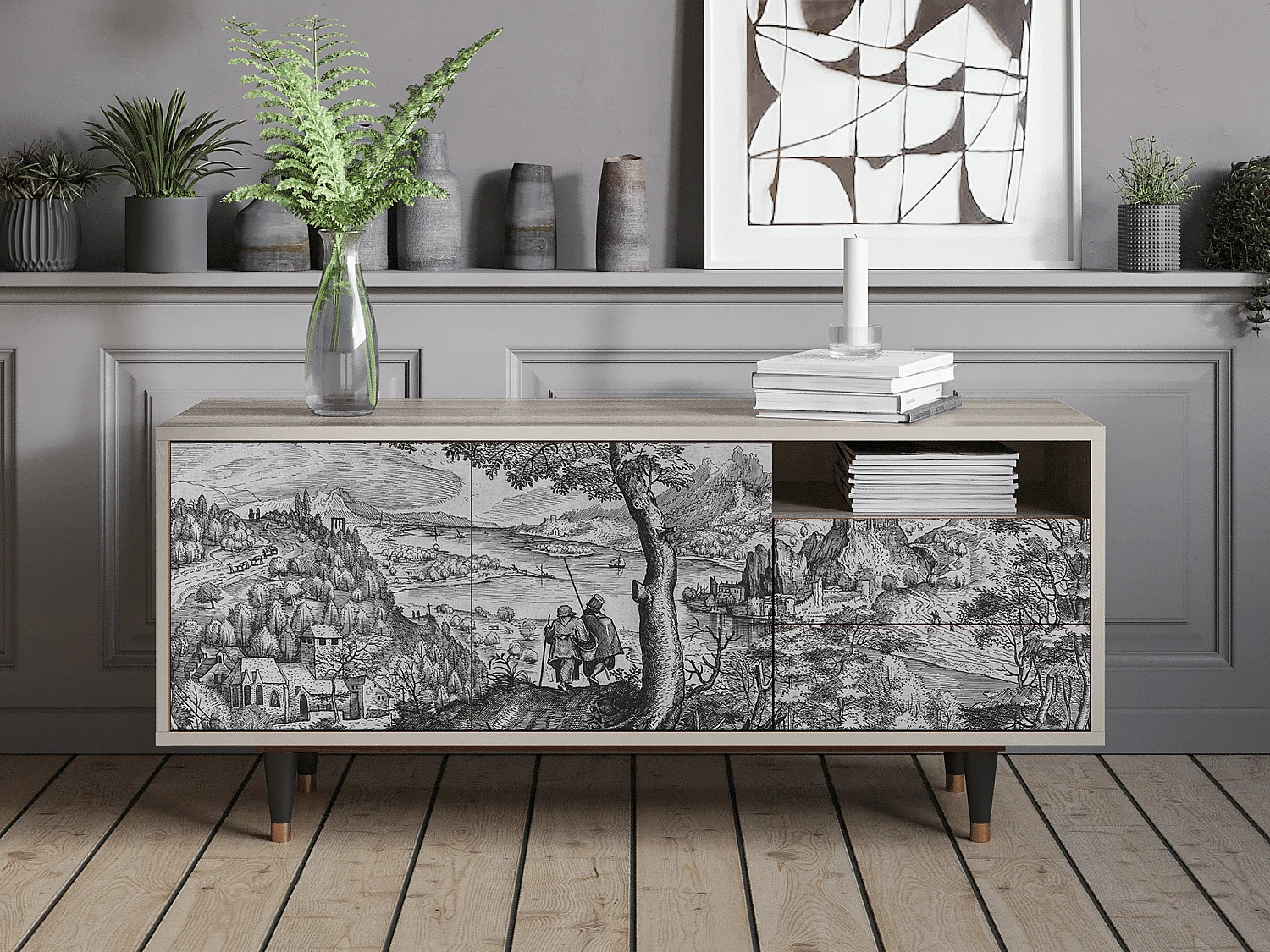 Meuble TV - 125х56х41 cm - T7 - Milites Requiescentes, Sable